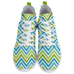 Green Chevron Men s Lightweight High Top Sneakers by GardenOfOphir