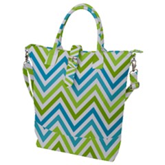 Green Chevron Buckle Top Tote Bag by GardenOfOphir