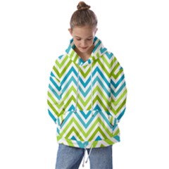 Green Chevron Kids  Oversized Hoodie by GardenOfOphir