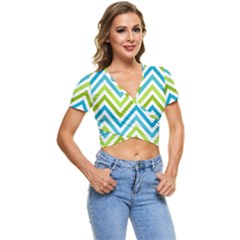 Green Chevron Short Sleeve Foldover Tee by GardenOfOphir