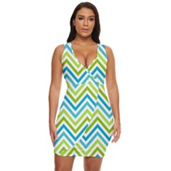 Green Chevron Draped Bodycon Dress by GardenOfOphir