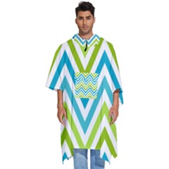 Green Chevron Men s Hooded Rain Ponchos by GardenOfOphir