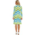 Green Chevron Long Sleeve Shirt Collar A-Line Dress View4