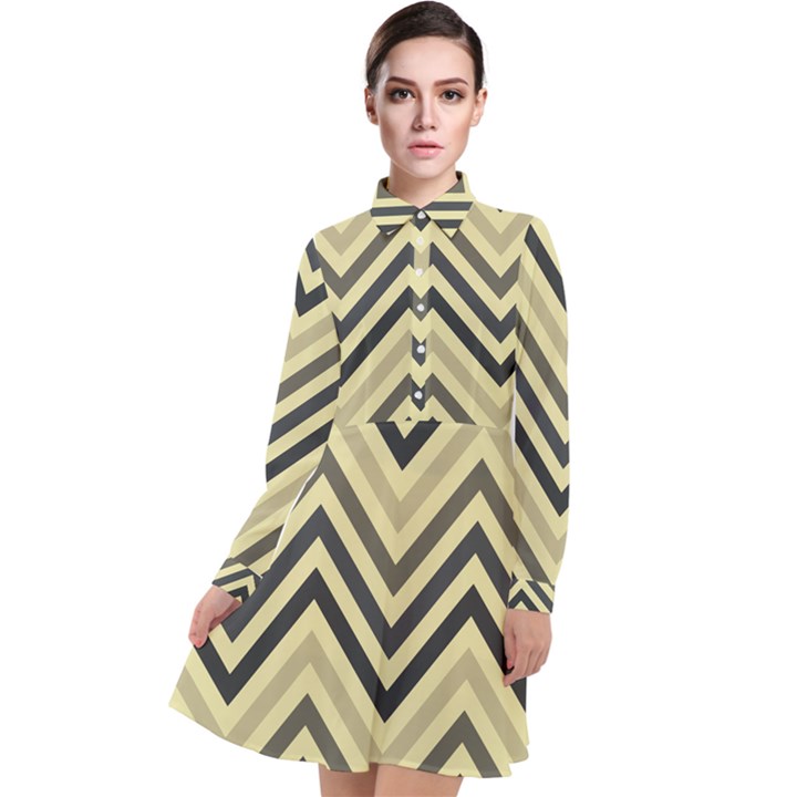 Mute Chevron Long Sleeve Chiffon Shirt Dress