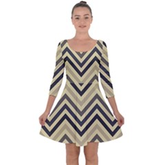 Mute Chevron Quarter Sleeve Skater Dress by GardenOfOphir