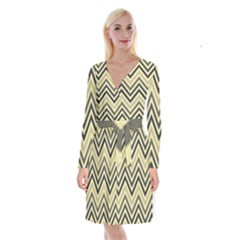 Mute Chevron Long Sleeve Velvet Front Wrap Dress by GardenOfOphir