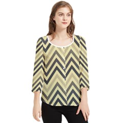 Mute Chevron Chiffon Quarter Sleeve Blouse by GardenOfOphir