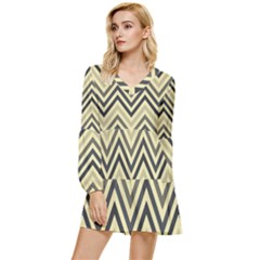 Mute Chevron Tiered Long Sleeve Mini Dress by GardenOfOphir