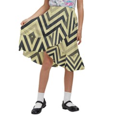 Mute Chevron Kids  Ruffle Flared Wrap Midi Skirt