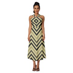 Mute Chevron Sleeveless Cross Front Cocktail Midi Chiffon Dress by GardenOfOphir