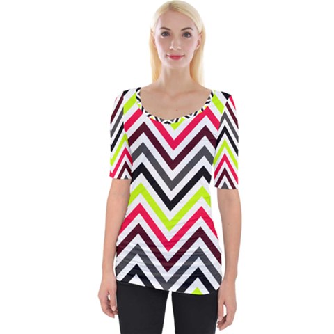 Chevron Wide Neckline Tee by GardenOfOphir