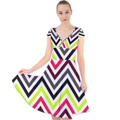 Chevron Cap Sleeve Front Wrap Midi Dress by GardenOfOphir