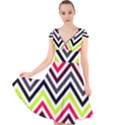 Chevron Cap Sleeve Front Wrap Midi Dress View1