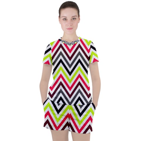 Chevron Women s Tee And Shorts Set by GardenOfOphir