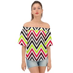 Chevron Off Shoulder Short Sleeve Top by GardenOfOphir