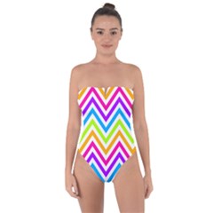 Bright Chevron Tie Back One Piece Swimsuit by GardenOfOphir