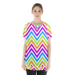 Bright Chevron Skirt Hem Sports Top by GardenOfOphir