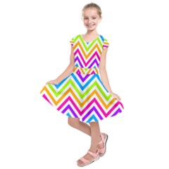 Bright Chevron Kids  Short Sleeve Dress by GardenOfOphir