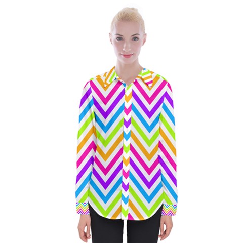 Bright Chevron Womens Long Sleeve Shirt by GardenOfOphir