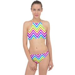 Bright Chevron Racer Front Bikini Set by GardenOfOphir