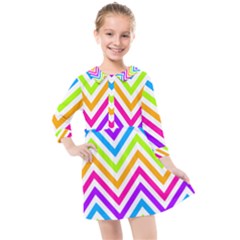 Bright Chevron Kids  Quarter Sleeve Shirt Dress by GardenOfOphir