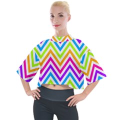 Bright Chevron Mock Neck Tee by GardenOfOphir