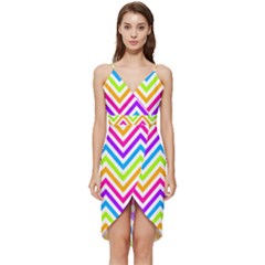 Bright Chevron Wrap Frill Dress by GardenOfOphir