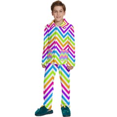 Bright Chevron Kids  Long Sleeve Velvet Pajamas Set by GardenOfOphir