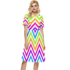 Bright Chevron Button Top Knee Length Dress by GardenOfOphir