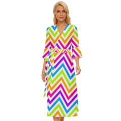 Bright Chevron Midsummer Wrap Dress by GardenOfOphir