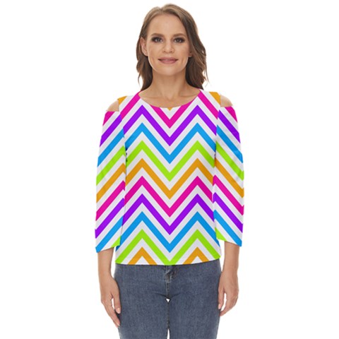 Bright Chevron Cut Out Wide Sleeve Top by GardenOfOphir