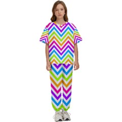 Bright Chevron Kids  Tee And Pants Sports Set by GardenOfOphir