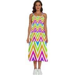 Bright Chevron Sleeveless Shoulder Straps Boho Dress by GardenOfOphir