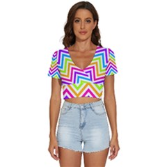 Bright Chevron V-neck Crop Top by GardenOfOphir