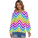 Bright Chevron Women s Long Sleeve Button Down Shirt View1