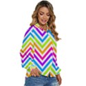 Bright Chevron Women s Long Sleeve Button Down Shirt View3