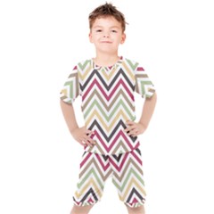 Colorful Chevron Kids  Tee And Shorts Set by GardenOfOphir