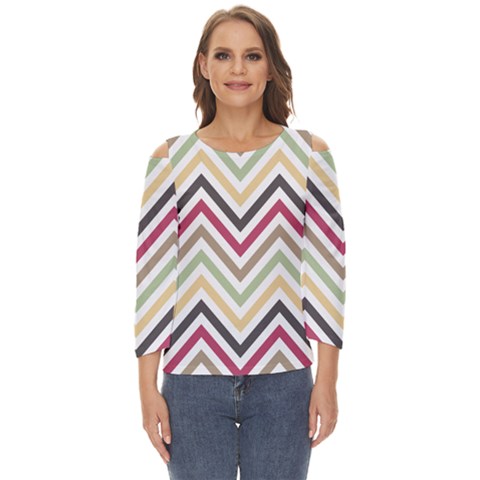 Colorful Chevron Cut Out Wide Sleeve Top by GardenOfOphir