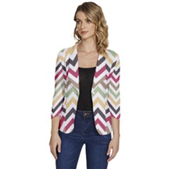 Colorful Chevron Women s One-button 3/4 Sleeve Short Jacket