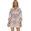 Colorful Chevron V-Neck Placket Mini Dress View1