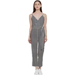 Pattern 98 V-neck Spaghetti Strap Tie Front Jumpsuit by GardenOfOphir