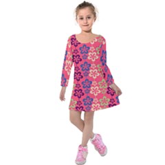 Pattern 102 Kids  Long Sleeve Velvet Dress by GardenOfOphir