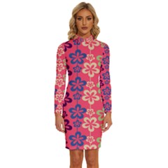 Pattern 102 Long Sleeve Shirt Collar Bodycon Dress by GardenOfOphir