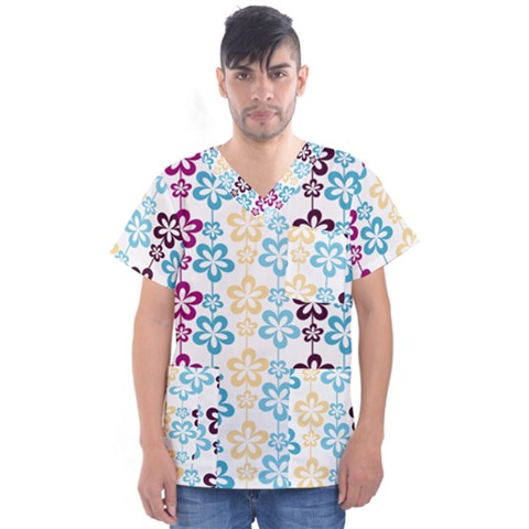 Pattern 104 Men s V-neck Scrub Top by GardenOfOphir