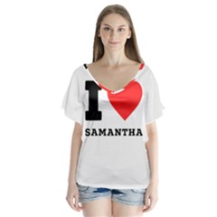 I Love Samantha V-neck Flutter Sleeve Top by ilovewhateva