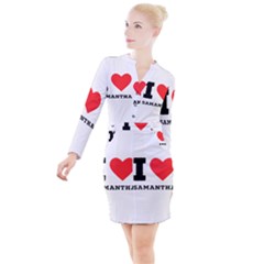 I Love Samantha Button Long Sleeve Dress by ilovewhateva