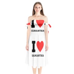 I Love Samantha Shoulder Tie Bardot Midi Dress by ilovewhateva