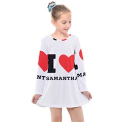 I Love Samantha Kids  Long Sleeve Dress by ilovewhateva