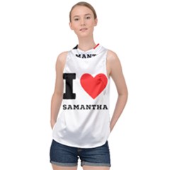 I Love Samantha High Neck Satin Top by ilovewhateva