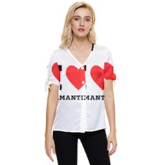 I Love Samantha Bow Sleeve Button Up Top by ilovewhateva